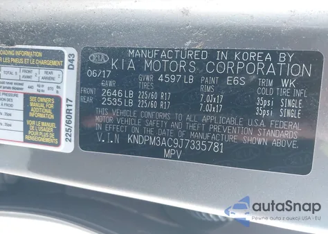 2018 Kia Sportage Lx из США, поврежденный, VIN KNDPM3AC9J7335781